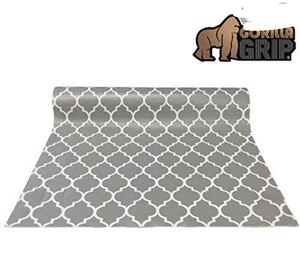 lot 8187 image: Gorilla Grip Original Smooth Top Slip-Resistant Drawer and Shelf Liner, Non Adhesive Roll, 17.5 Inch x 20 FT, Durable Kitchen Cabinet Shelves Liners for Kitchens Drawers, Quatrefoil White Gray