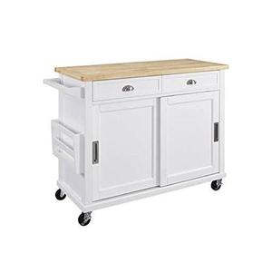 lot 1506 image: Benjara Wooden Kitchen Cart on Wheels