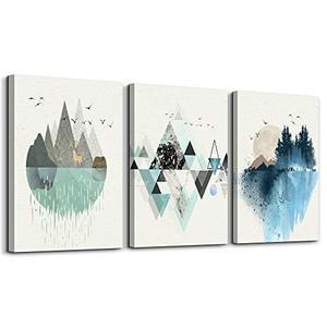 lot 1555 image: Abstract Geometry Mountain Canvas Art Set
