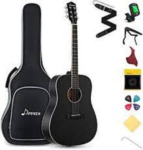 lot 1515 image: Donner Black Acoustic Guitar Kit for Beginners