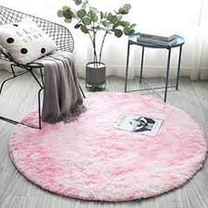 lot 1574 image: Round Velvet Non-Slip Area Rug