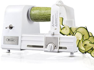 lot 3795 image: BELLA 4-in-1 Automatic Electric Spiralizer & Slicer, Quickly Prep Healthy Veggie or Fruit Spaghetti, Noodles or Ribbons, Easy To Clean, Recipe Book Included, White