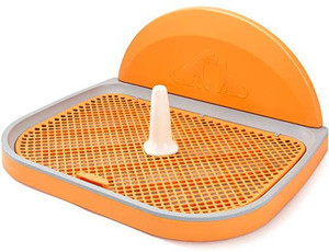 lot 3822 image: HIPIPET Puppy Dog Potty Tray 23.2X17.8X1.9 Puppy Pad Holder with Removable Post and Wall Cover for Cats and Dogs Toilet