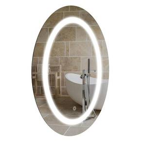 lot 3823 image: Battery or USB Powered Oval LED Bathroom Vanity Mirror - 18 x 24 - 18 x 24- Retail$147.38