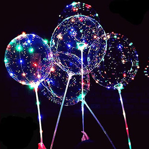 lot 3838 image: LED Light Up Bobo Balloons,8 Packs Flashing Handles,20 Inches Bubble Bobo Balloons,70 cm Sticks,Christmas Birthday Party Decoration
