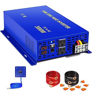 lot 5815 image: XYZ INVT 3000W Pure Sine Wave Power Inverter - 24V DC to AC 120V 110V with 15ft Cable Remote Switch Controller, Surge Power 6000w, Power Converter for Off Grid Solar Power System. (3000W 24V15ft RC)
