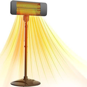 lot 5834 image: Patio Heater, 1500W Electric Outdoor Heater w 3 Heat Levels,1S Fast Heating Infrared Patio Heaters for Outdoor Use, 75�� Standing Garage Heater w Tip-over & Overheat Protection For 270 sq.ft, Gray