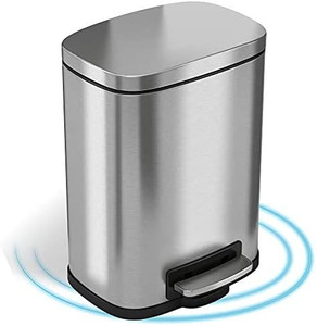 lot 5836 image: iTouchless SoftStep 1.32 Gallon Small Bathroom Stainless Steel Step Trash Can, 5 Liter Pedal Bin, Removable Inner Bucket, Soft and Silent Open and Close