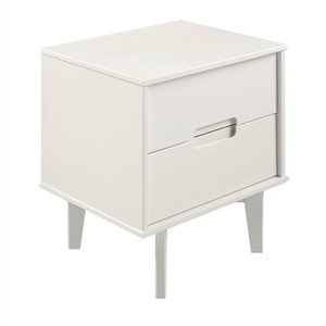 lot 5840 image: 2-Drawer Groove Handle Wood Nightstand - White