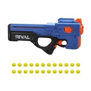 lot 5843 image: NERF Rival Charger MXX-1200 Motorized Blaster -- 12-Round Capacity, 100 FPS Velocity -- Includes 24 Official Rival Rounds -- Team Blue