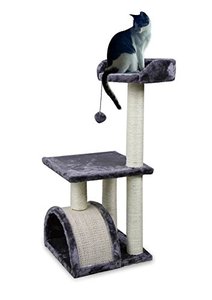 lot 5857 image: Roypet 32 Cat Tree with Scratching Pad and Perch, Grey
