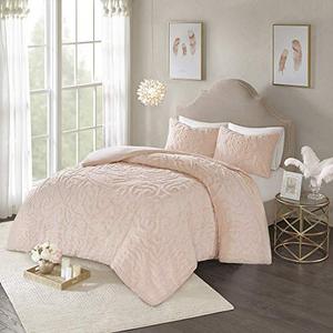 lot 5865 image: Madison Park Laetitia 100% Cotton Duvet Set - Chenille Tufted Medallion Design, All Season Cozy Bedding Shabby Chic Comforter Cover, Matching Shams, Floral Blush TwinTwin XL(68x92) 2 Piece