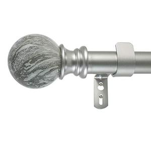 lot 5868 image: Decopolitan 29653-AS18 MARBLE BALL CURTAIN ROD SET, 18 to 36-Inches, Antique Silver