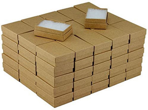 lot 7344 image: JPB Recycled Kraft Cotton Filled Jewelry Box #32 (Case of 100) 3.125 inches x 2.125 inches