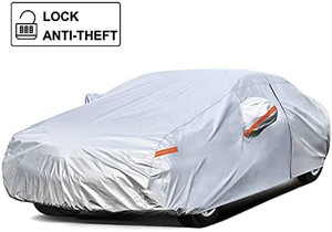 lot 7345 image: kayme Car Cover for Automobiles All Weather Waterproof with Lock and Zipper Door, Outdoor Cover Sun Uv Rain Protection, Fit Sedan (194 to 208 Inch) H4