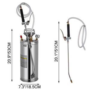 lot 7354 image: 2gal8l Stainless Steel Sprayer 3.3-inch Reinforced Hose Fan Tip Ground Cleaning