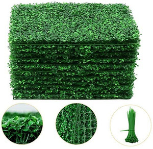 lot 7367 image: Artificial Boxwood Panel - 12PCS Faux Boxwood Hedge Wall Panels as Greenery Backdrop, 24 x 16 Inch Boxwood Hedge Mat for Indoor Wall Decoration and Outdoor, Balcony, Garden Fence