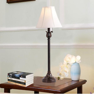 lot 7376 image: 26 in. Antique Bronze Traditional Buffet Lamps with Gold Highlights (Set of 2)