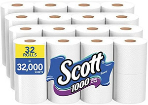 lot 7382 image: Scott 1000 Sheets Per Roll Toilet Paper, 32 Rolls (4 Packs of 8), Bath Tissue
