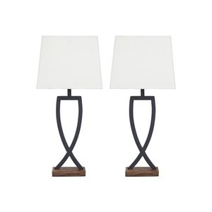 lot 7402 image: Makara Metal 29 Inch Table Lamps - BlackBrown - Retail$96.49