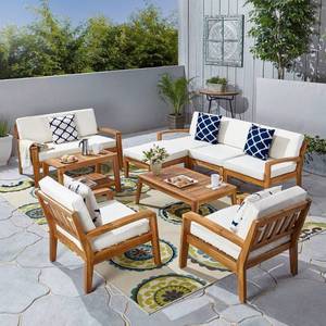 lot 7404 image: Grenada Outdoor 7-seat Acacia Sectional Set by Christopher Knight Home. 1 Cushion ONLY.
