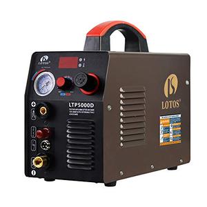 lot 7406 image: LOTOS LTP5000D 50Amp Non-Touch Pilot Arc Plasma Cutter, Dual Voltage 110V220V, 12 Inch Clean Cut, Brown