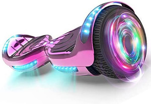lot 7408 image: HOVERSTAR Hoverboard All New Version-HS2.0, Chrome Color & Coating Skins Two Wheels Self-Balancing Scooter with Wireless Speaker Playing Music & Led Wheels Flashing Lights
