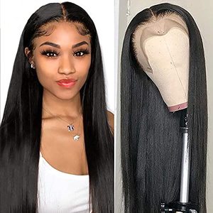 lot 7441 image: Megalook Lace Front Wigs Human Hair 16inch Straight Human Hair Wigs For Black Women 13x4 Lace Front Wigs Pre Plucked Hairline with Baby Hair 180% Density