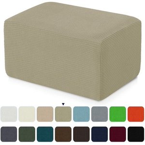 lot 7442 image: Subrtex Stretch Ottoman Slipcover Jacquard Rectangular Footstool Cover