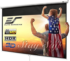 lot 7444 image: Elite Screens Manual B 100-INCH Manual Pull Down Projector Screen Diagonal 169 Diag 4K 8K 3D Ultra HDR HD Ready Home Theater Movie Theatre White Projection Screen with Slow Retract Mechanism M100H