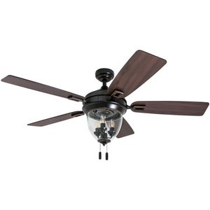 lot 8388 image: Honeywell Glencrest 52 Craftsman Industrial Oil Rubbed Bronze LED Outdoor Ceiling Fan with Light