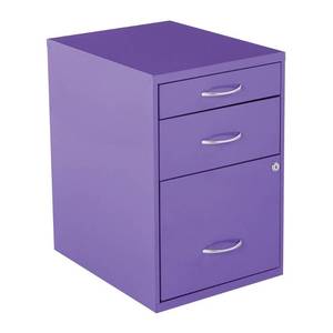 lot 8399 image: Osp Designs 3 Drawer Vertical Metal Lockable Filing Cabinet, Purple