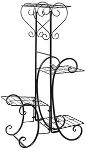 lot 8419 image: Plant Stands Indoor Metal, FOME Wrought Iron Metal Flower Holder Stand 4 Layers Planter Rack Plant Display Rack Decorative Flower Pot Rack for Garden Home Office Outdoor