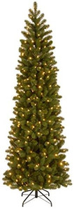 lot 8421 image: National Tree 6 .5 Feel Real Downswept Douglas Fir Pencil Slim Tree with 300 Dual Color Led LIghts
