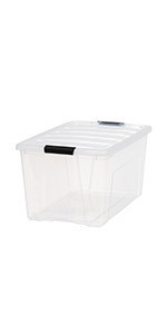 lot 8423 image: 72 Quart Stack & Pull�� Box, 2 Pack, Clear with Black Buckle