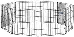 lot 8427 image: MidWest Foldable Metal Dog Exercise Pen  Pet Playpen - 24 High, 8 Panels