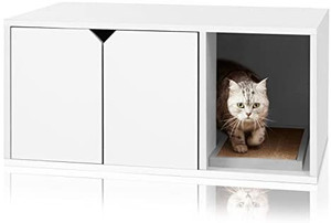 lot 8428 image: Way Basics Eco Cat Litter Box Enclosure Modern Cat Furniture (Tool-Free Assembly and Uniquely Crafted from Sustainable Non Toxic zBoard Paperboard)