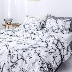 lot 8436 image: Janzaa Marble Comforter Comforter Set 3PCS Bedding Sets Queen with Comforter Soft Microfiber Comforter Bedding Set(1 Comforter Set &2 Pillowcases),White