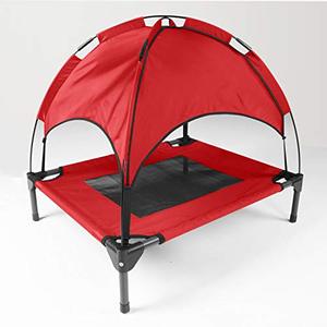 lot 8445 image: HLong Elevated Pet Cot, Portable Raised Dog Bed for Indoor Outdoor Use,1 Replacement Cover,M,Red