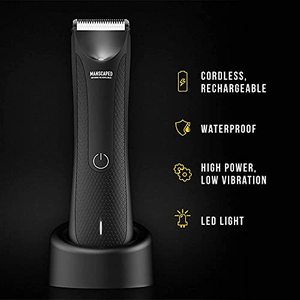 lot 8455 image: MANSCAPED�� Electric Groin Hair Trimmer, The Lawn Mower�� 3.0, Replaceable Ceramic Blade Heads, Waterproof Wet  Dry Clippers, Standing Recharge Dock, Ultimate Male Hygiene Razor