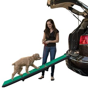 lot 8472 image: Pet Gear Travel Lite Ramp with supertraX Surface for Maximum Traction, 4 Models to Choose from, 42-71 in. Long, Supports 150-200 lbs, Find The Best Fit for Your Pet, BlackGreen