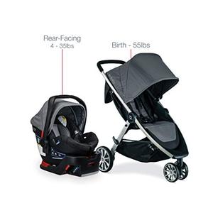 lot 3090 image: BRITAX B-Lively Travel System with B-Safe 35 Infant Car Seat  One Hand Fold XL Storage Ventilated Canopy, Dove (S05587900)