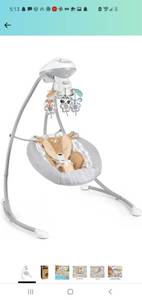 lot 3128 image: Fisher-Price Fawn Meadows Dual Motion Baby Swing w Sounds and Motorized Mobile