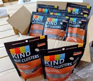 lot 8326 image: 2 Cases of KIND Snack Nut Clusters, Peanut Butter & Dark Chocolate, Gluten Free, Plant Based Protein - (8) 4 Ounce Bags in Each Case