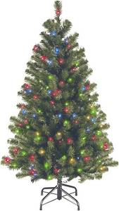 lot 3032 image: National Tree Company Pre-Lit Artificial Christmas Tree, Green, North Valley Spruce, Multicolor Lights, Includes Stand, 4.5 Feet - Retail $98