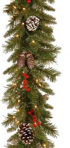 lot 3034 image: National Tree Company 9 x 10 Frosted Berry Garland with 100 Clear Lights