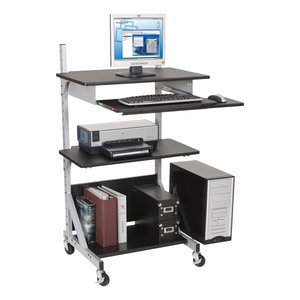lot 4003 image: BALT Alekto Compact Sit & Stand Workstation, 30 x 24 x 52, BlackSilver