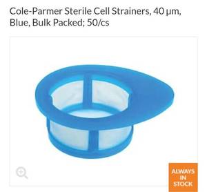 lot 24955 image: Cole Parmer cell strainers. 40 �m Blue, Sterile 50cs NEW