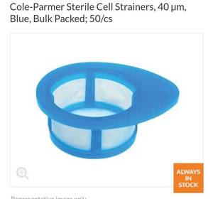 lot 24956 image: Cole Parmer cell strainers. 40 �m Blue, Sterile 50cs NEW