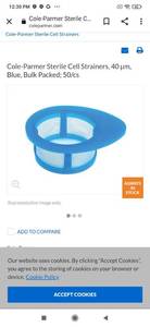 lot 24960 image: Cole Parmer cell strainers. 40 �m Blue, Sterile 50cs NEW